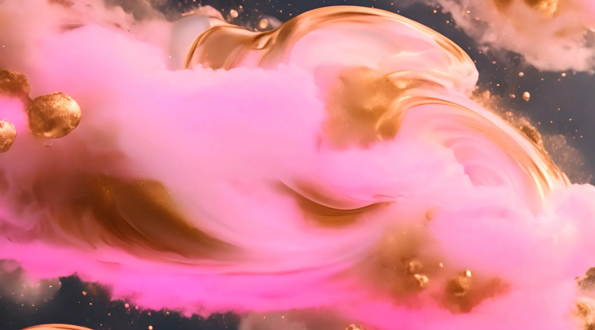 Mystical Pink Cloudscape with Glimmering Gold Video